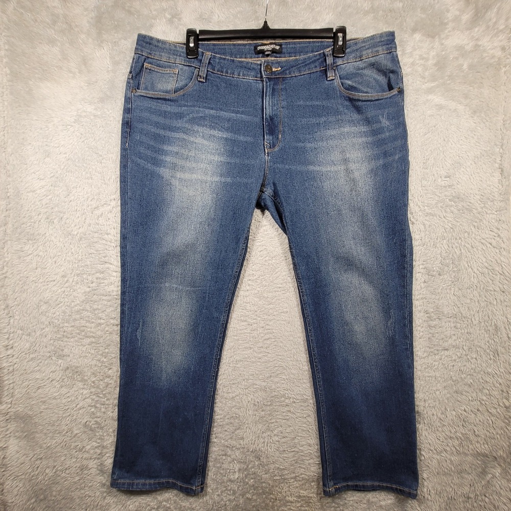 Crooks & Castles Jeans Mens 44x30 Blue‎ Denim Straight Leg Streetwear Logo